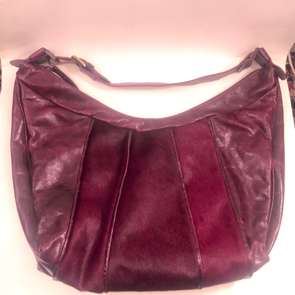 Marco Buggiani leather/calf hair bag, merlot